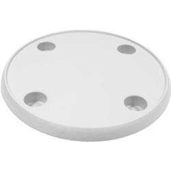 Bordplade af hvid abs ø61cm med 4 kop/flaske holder