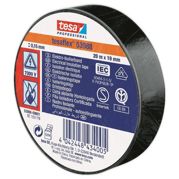 Tesa isoleringstape sort 20x19mm