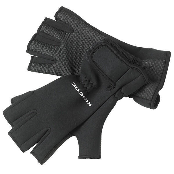 Kinetic neoprene handske "half finger" l sort